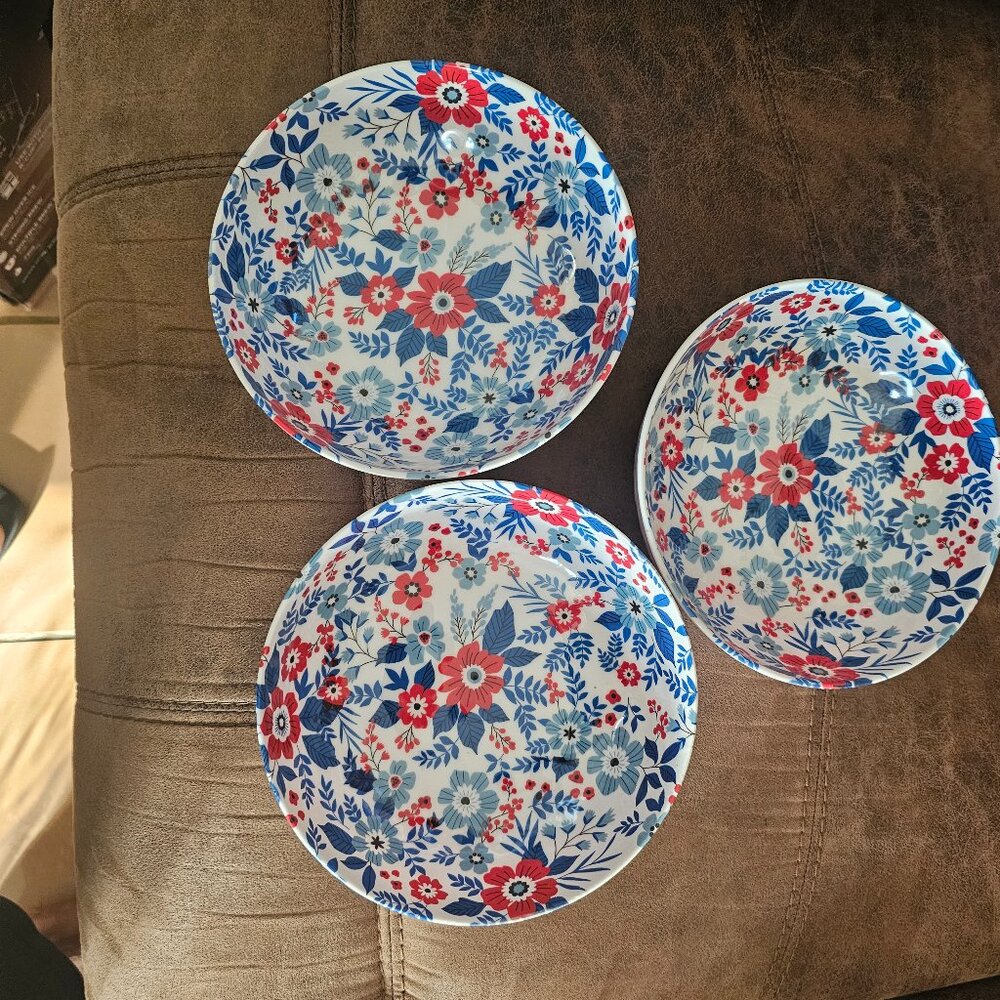 Canister and 3 salad bowls